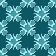 Seamless floral background. Blue green 3d pattern
