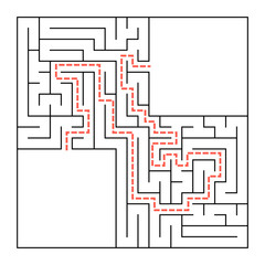 A square labyrinth. Simple flat vector illustration isolated on white background. With a place for your image