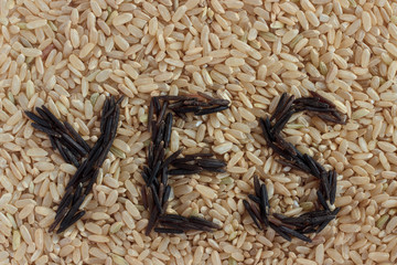 mixture of wild and brown rice. Concept - Yes healthy eating, dietary 