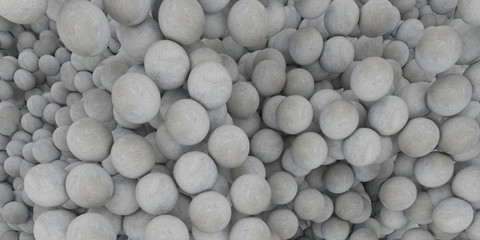 Abstract of cement  sphere balls are scattered as background.3d rendering