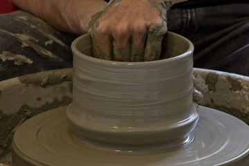 Ceramist at work in the workshop
