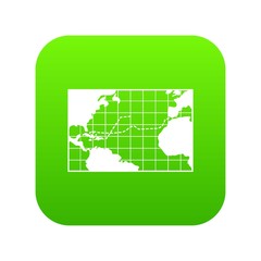 Map trips of Columbus icon digital green for any design isolated on white vector illustration