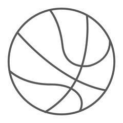 Basketball ball thin line icon, sport and game, play sign vector graphics, a linear pattern on a white background, eps 10.