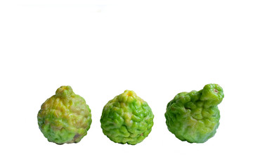 Bergamot isolated on white background. Bergamots are herb medicinal plant.copy space