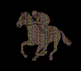 Jockey riding horse, hose racing designed using geometric pattern graphic vector.