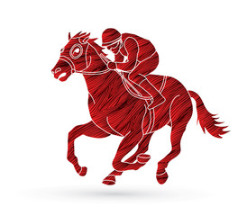 Jockey riding horse, hose racing designed using grunge brush graphic vector.