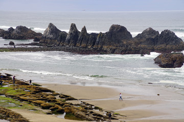 Row of sea stacks at Seal Rock beach