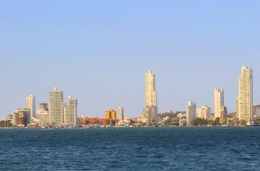 Fototapeta premium Cartagena, Colombia, city view from the sea. The most charming city of Colombia is literally full of historical places.