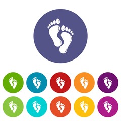 Footprints icons color set vector for any web design on white background