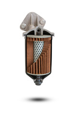 Full-Flow oil filter of car with rose-shaped element.