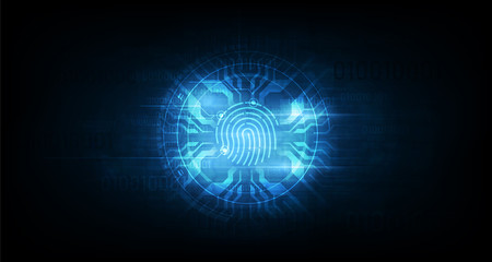 Abstract technology background.Security system concept with fingerprint Letter P sign.Vector illustration