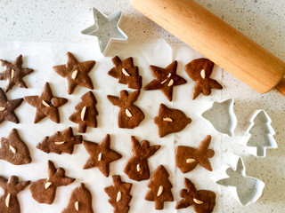 baking Christmas gingerbread biscuits