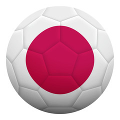 Fototapeta premium Realistic isolated 3d soccer ball textured with national flag of Japan. Football ball colored with Japanese flag.