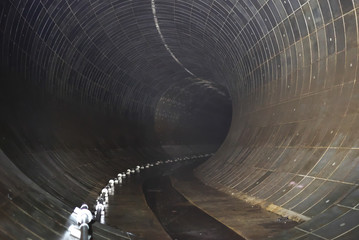 Tokyo,Japan-June 9,2018: Wada-Yayoi rainwater storage trunk line is a water storage tunnel to...
