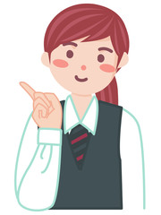 郵便局員　女性　指差し