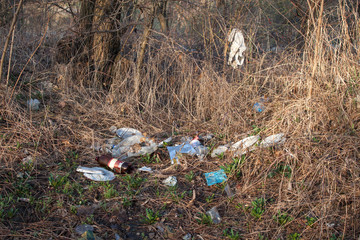View of garbage in the grass