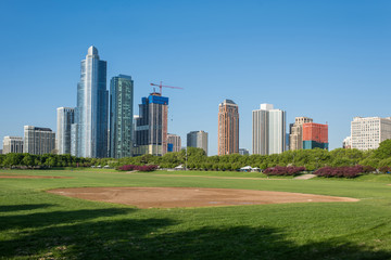 Fototapeta na wymiar View of The Chicago downtown and skyscrapers,Illinois, USA 