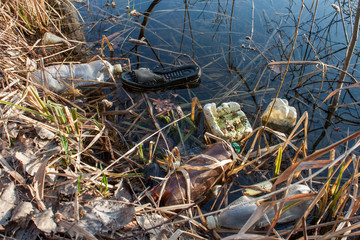 Plastic garbage in the river