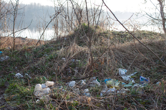 View of garbage in the grass