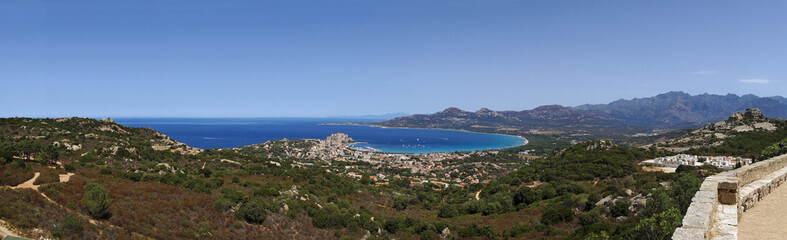 Fototapeta na wymiar Calvi bay panorama in corsica coast