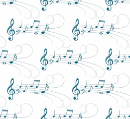 A seamless background with music notes.