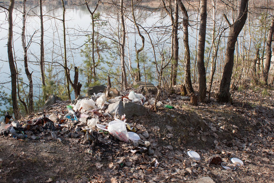 Garbage pollution near the river