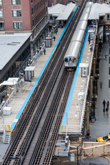 Chicago train station and railroad in downtown,Illinois, USA