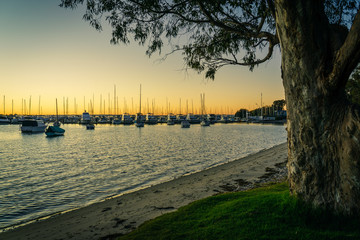 Boats on the river sunrise