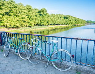 Blick von der Sachsenbrücke in Leipzig