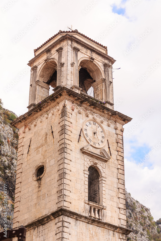 Wall mural clock tower with bells on tower