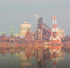 Industrial scene background. Landscape of industry at port.