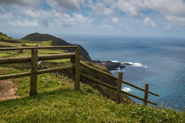 Fototapeta na wymiar View from a meadow on the coast of the Atlantic ocean