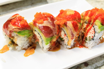 Closeup of sushi roll