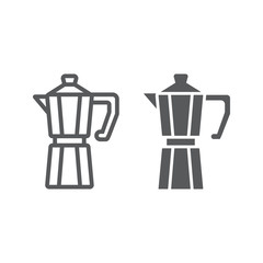 Moka pot line and glyph icon, coffee and cafe, coffeemaker sign vector graphics, a linear pattern on a white background, eps 10.