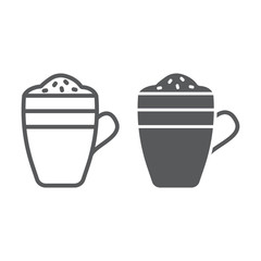 Latte line and glyph icon, coffee and cafe, coffee mug sign vector graphics, a linear pattern on a white background, eps 10.