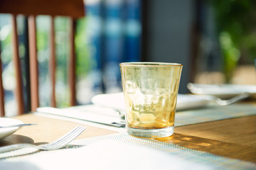 breakfast table on sunny morning