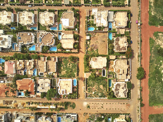 Aerial Drone view of niarela Quizambougou Niger Bamako Mali