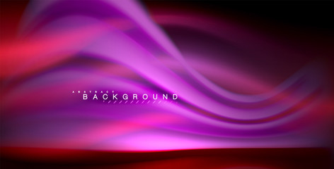 Neon glowing wave, magic energy and light motion background