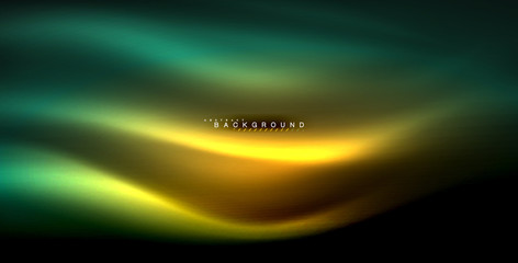 Neon glowing wave, magic energy and light motion background