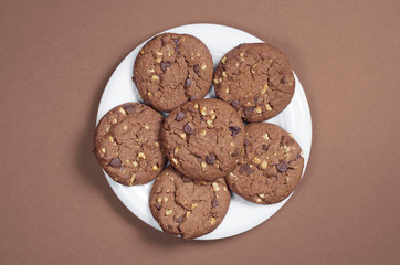 Chocolate cookie with nuts