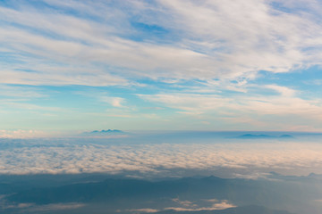 Beautiful landscape with cloudy sky view from top of Mt. fuji.