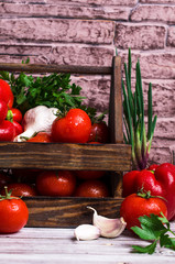 Raw vegetables with water drops