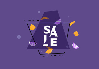 Fototapeta premium Sale banner with geometric abstract composition. Vector illustration.