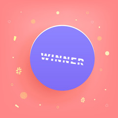 Winner square card with round button. Vector illustration.