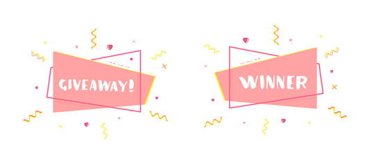 Giveaway and Winner card set for socail media. Vector illustration.
