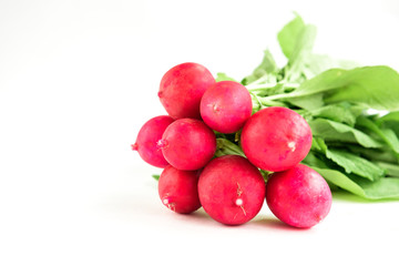Red radish isolated on white background.