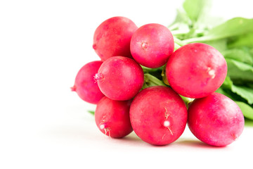 Red radish isolated on white background.