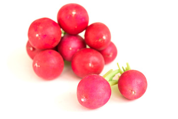 Red radish isolated on white background.