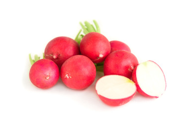 Red radish isolated on white background.