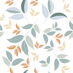 Floral vector clean pattern with simple green leafs